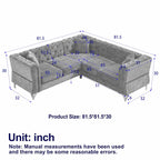 81.5 Chesterfield Chenille L-Shaped Corner Sectional Sofa with Tufted Backrest
