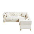 81.5 Chesterfield Chenille L-Shaped Corner Sectional Sofa with Tufted Backrest