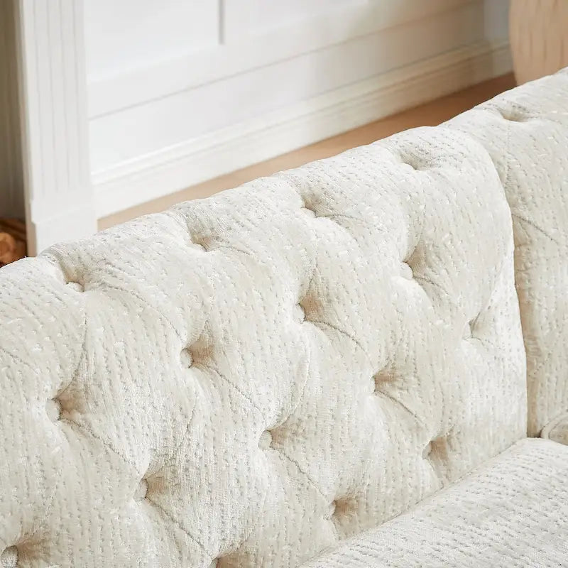 81.5 Chesterfield Chenille L-Shaped Corner Sectional Sofa with Tufted Backrest