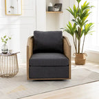 Carbon Black 30.12 Upholstered 360 Swivel Barrel Chair with Sturdy Hardwood Frame