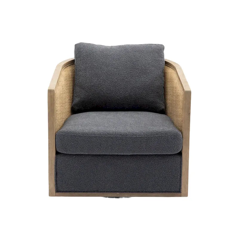 Carbon Black 30.12 Upholstered 360 Swivel Barrel Chair with Sturdy Hardwood Frame
