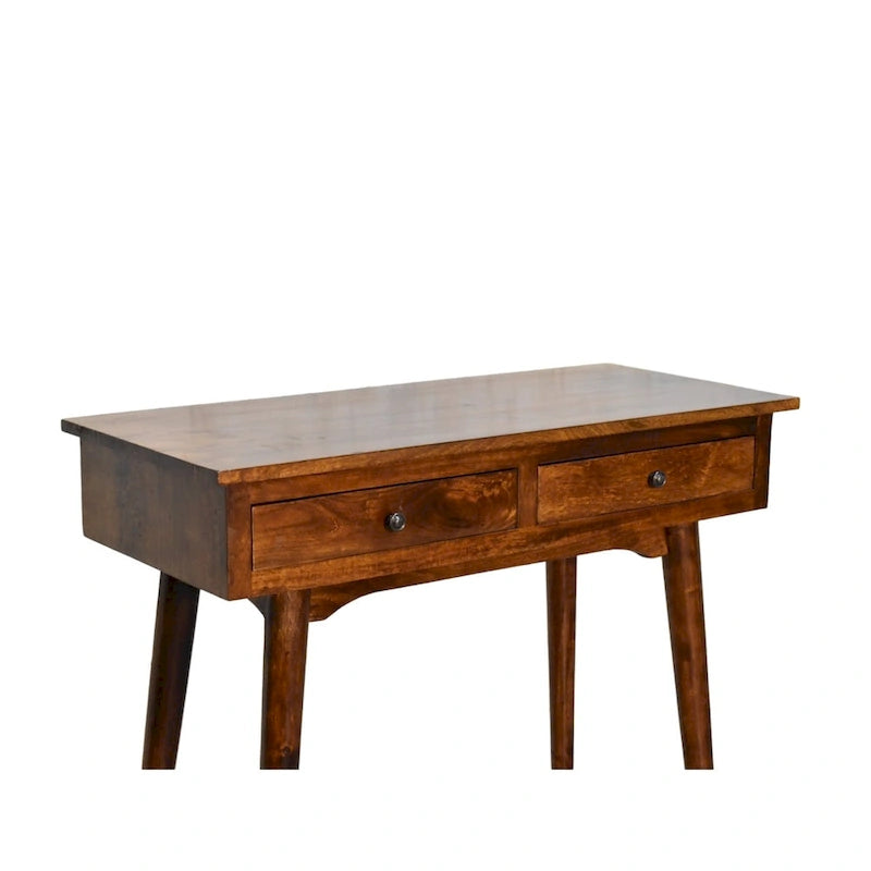 Chestnut Hallway 2 Drawer Console Table Solid Wood 35 Inch