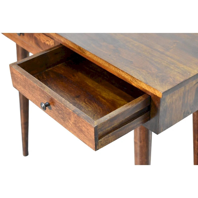 Chestnut Hallway 2 Drawer Console Table Solid Wood 35 Inch