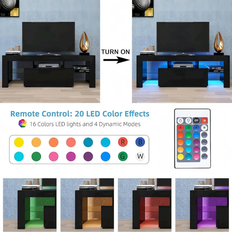 51.18 TV Stand with Flip Door & Glass Shelf for 55 TVs