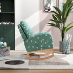 Green 26.8 Upholstered High Back Rocking Chair with Side Pocket