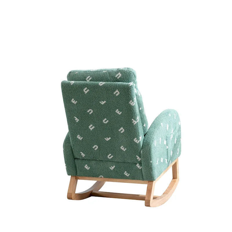 Green 26.8 Upholstered High Back Rocking Chair with Side Pocket
