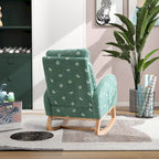 Green 26.8 Upholstered High Back Rocking Chair with Side Pocket