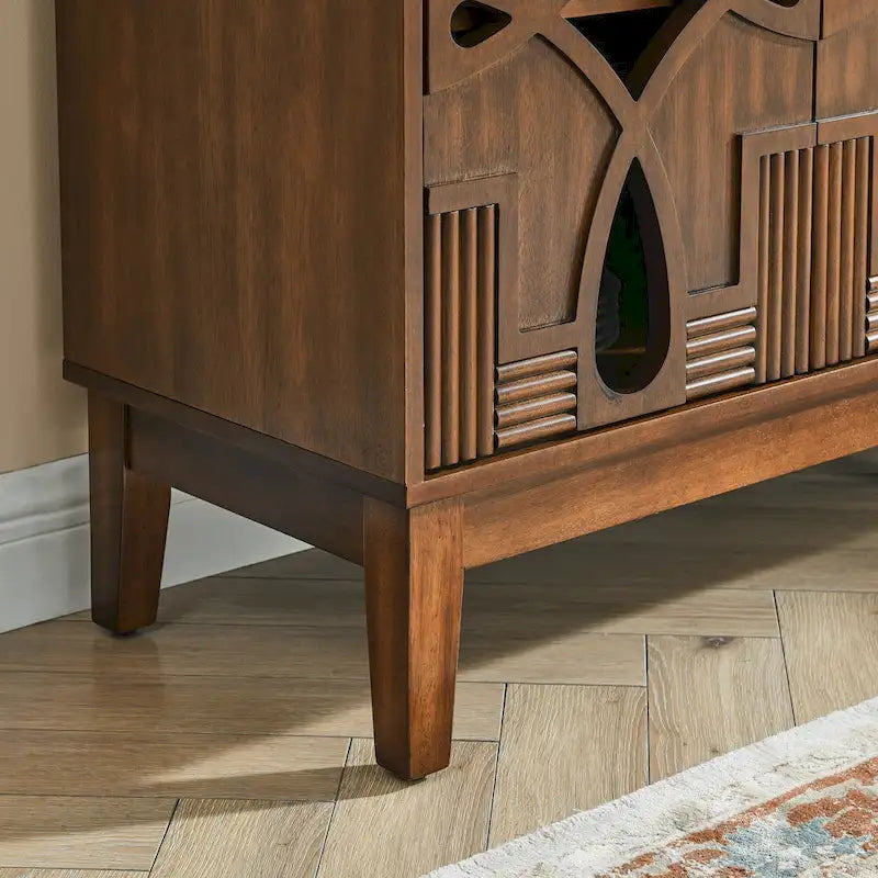 Mid Century Modern Sideboard Buffet Cabinet with Storage, Storage Cabinet with 4 Doors & Adjustable Shelves