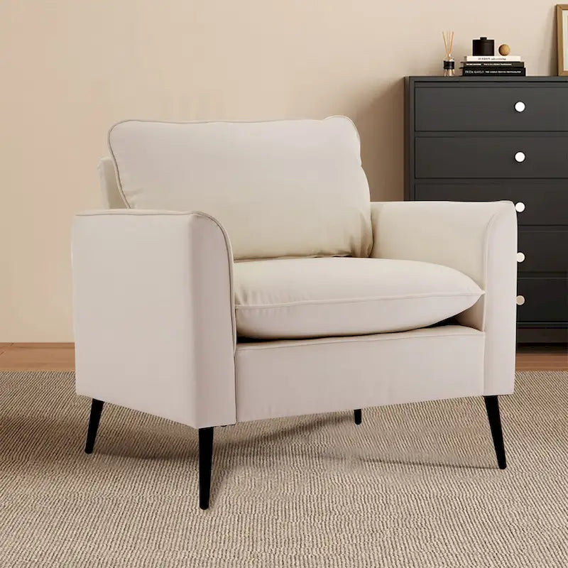 Cat paw leather upholstered sofa 1PC Cream White