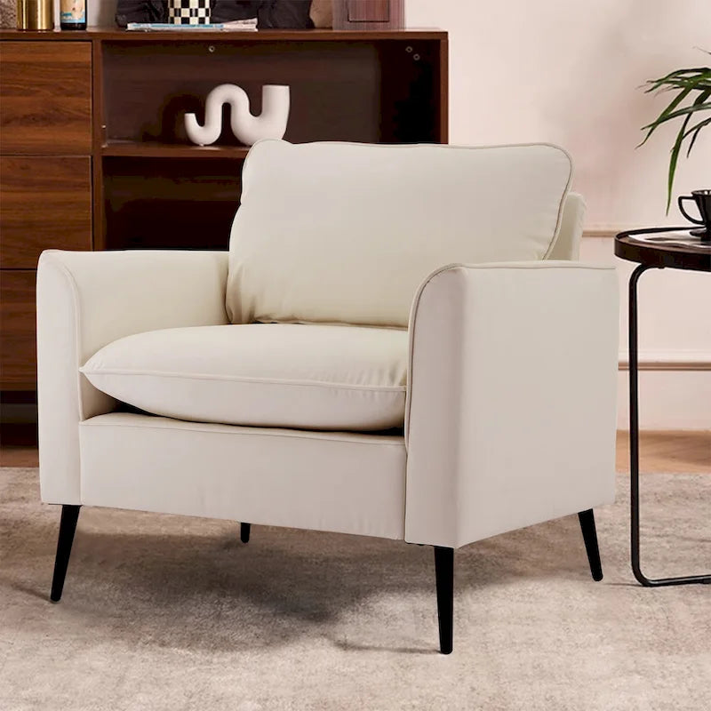 Cat paw leather upholstered sofa 1PC Cream White