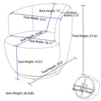 Green Modern 25.6 Swivel Barrel Chair with Metal Ring