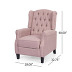 Modern Wingback Push-Back Recliner with Footrest, Button-tufted, Birch Legs