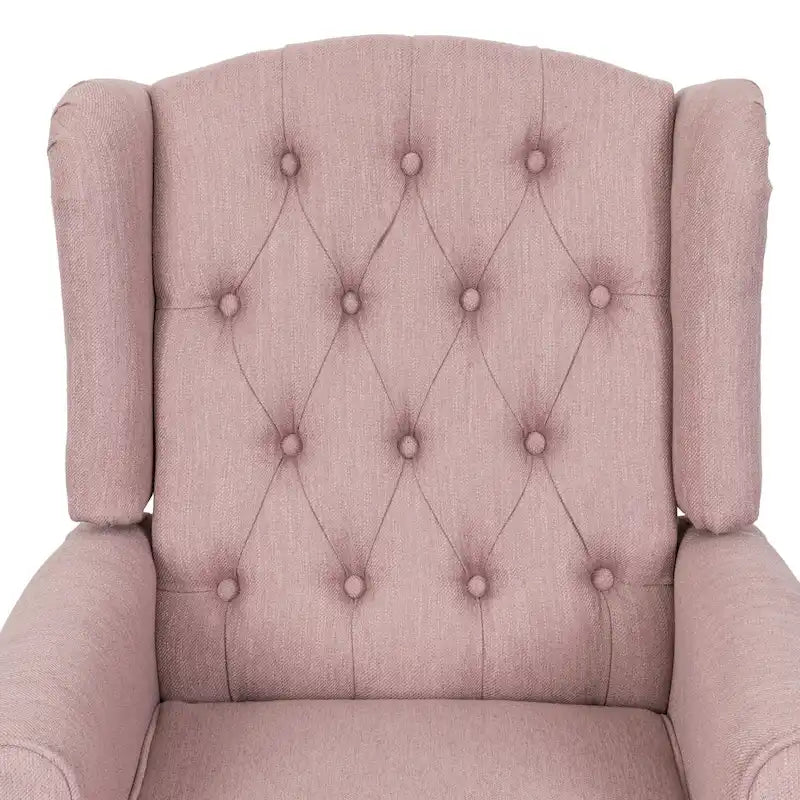 Modern Wingback Push-Back Recliner with Footrest, Button-tufted, Birch Legs