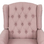 Modern Wingback Push-Back Recliner with Footrest, Button-tufted, Birch Legs