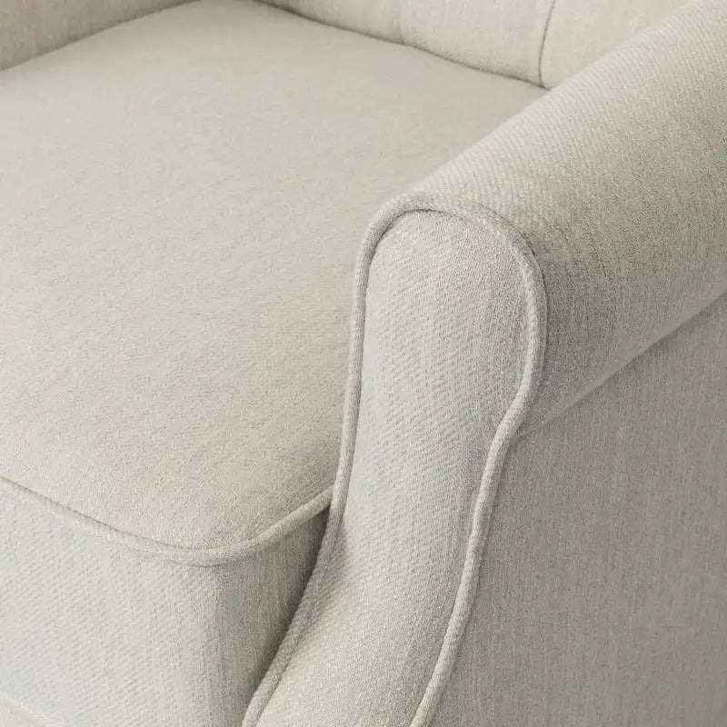 Modern Wingback Push-Back Recliner with Footrest, Button-tufted, Birch Legs