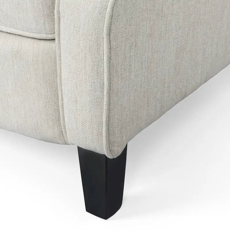 Modern Wingback Push-Back Recliner with Footrest, Button-tufted, Birch Legs