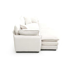 Beige 4-piece Corduroy Upholstered Modular Sleeper Sectional Sofa with 2 Removable Ottoman and 4 Pillows, Free Combination