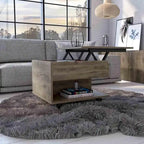 Lift Top Coffee Table for Living Room, Casters, Dark Brown Finish