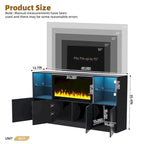 TV Stand with 34.2 Non-heating Electric Fireplace,Entertainment Center with LED Light,Tempered Glass Shelves for TVs up to 75