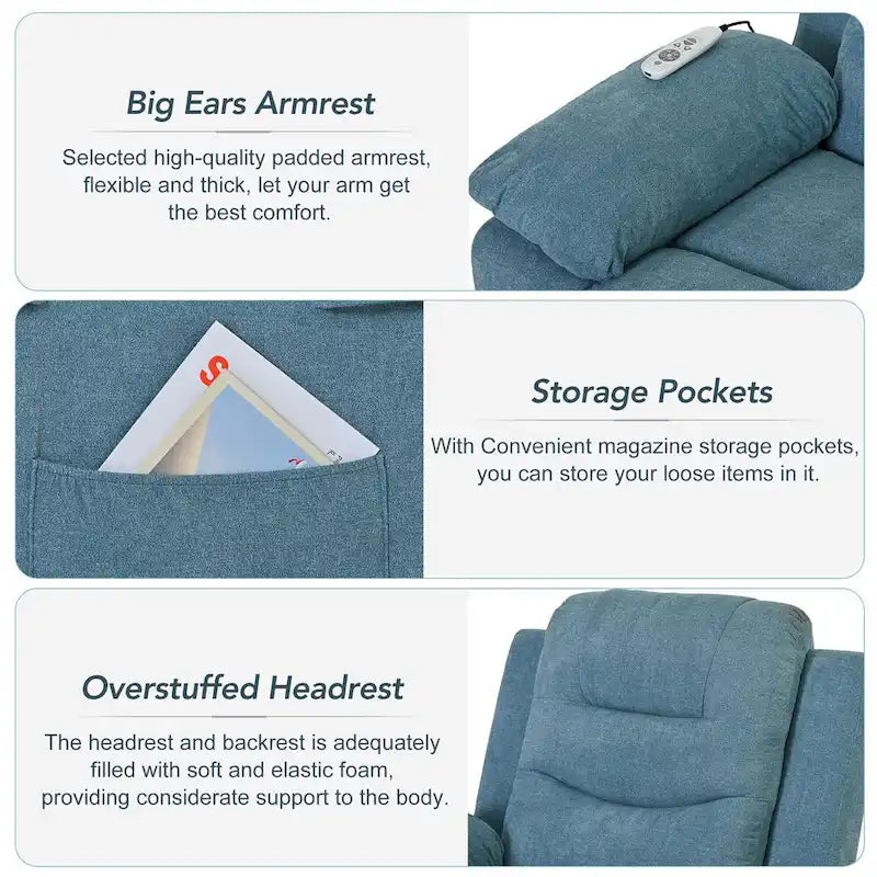 Massage Recliner Chair for Seniors-Power Lift,Adjustable Massage,Heating Features,Infinite Position Reclining,and Side Pocket