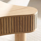 42.52 Inch Modern Wooden Handcraft Drum Coffee Table