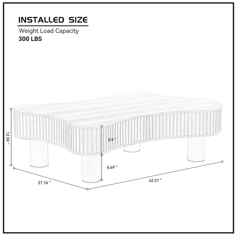 42.52 Inch Modern Wooden Handcraft Drum Coffee Table