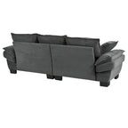 85.4 Modern Curved Sofa, Back Upholstered Couch with 2 Decorative Throw Pillows, Corduroy Fabric Couch