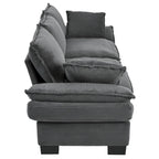 85.4 Modern Curved Sofa, Back Upholstered Couch with 2 Decorative Throw Pillows, Corduroy Fabric Couch