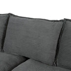 85.4 Modern Curved Sofa, Back Upholstered Couch with 2 Decorative Throw Pillows, Corduroy Fabric Couch