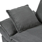 85.4 Modern Curved Sofa, Back Upholstered Couch with 2 Decorative Throw Pillows, Corduroy Fabric Couch