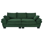 85.4 Modern Curved Sofa, Back Upholstered Couch with 2 Decorative Throw Pillows, Corduroy Fabric Couch