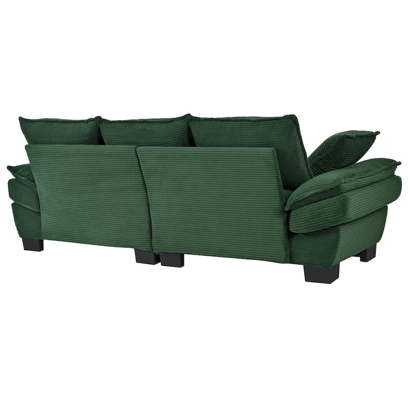 85.4 Modern Curved Sofa, Back Upholstered Couch with 2 Decorative Throw Pillows, Corduroy Fabric Couch