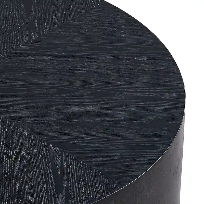 35.43 Inch Modern Round Coffee Table MDF Coffee Table for Living Room,Drum Center Table for Apartment,No Need Assembly