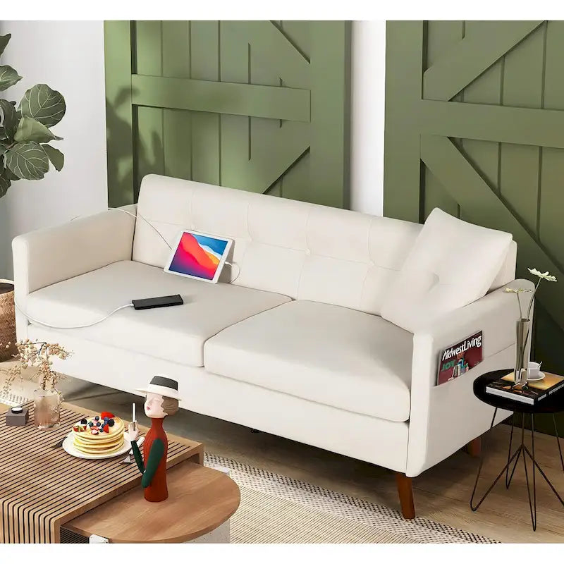 Modern 65 inch Loveseat Sofa w/ 2 USB Charging Ports