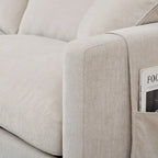 Beige 107.87 4-Seater Sofa with Movable Ottoman & Storage