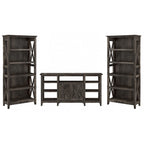Tall Farmhouse TV Stand with 2 Bookcases by Bush Furniture
