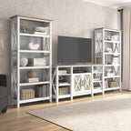 Tall Farmhouse TV Stand with 2 Bookcases by Bush Furniture
