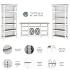 Tall Farmhouse TV Stand with 2 Bookcases by Bush Furniture
