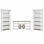 Tall Farmhouse TV Stand with 2 Bookcases by Bush Furniture