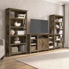Tall Farmhouse TV Stand with 2 Bookcases by Bush Furniture