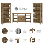 Tall Farmhouse TV Stand with 2 Bookcases by Bush Furniture
