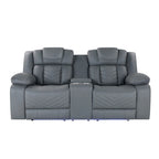 75 Light Gray Faux Leather Power Reclining Loveseat With Storage