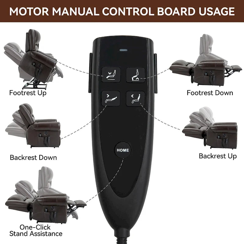 Genuine Leather Power Lift Recliner Chair with Massage and Lumbar Heat, USB Ports