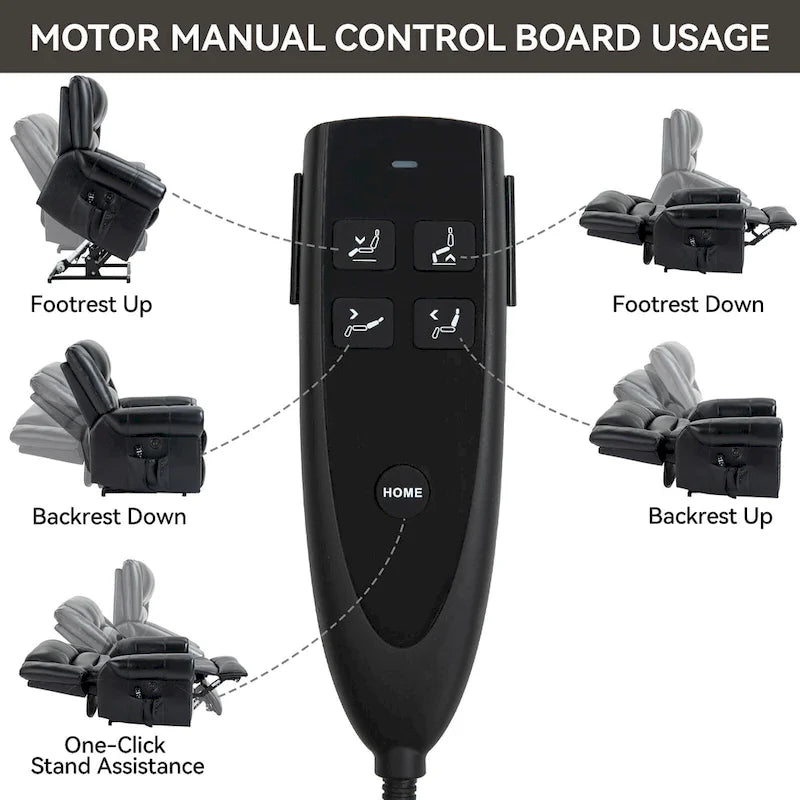 Genuine Leather Power Lift Recliner Chair with Massage and Lumbar Heat, USB Ports