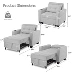 Futon Chair Bed Convertible Chair 3-in-1 Pull Out Sleeper Chair Beds for Living Room