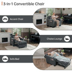 Futon Chair Bed Convertible Chair 3-in-1 Pull Out Sleeper Chair Beds for Living Room