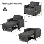 Futon Chair Bed Convertible Chair 3-in-1 Pull Out Sleeper Chair Beds for Living Room