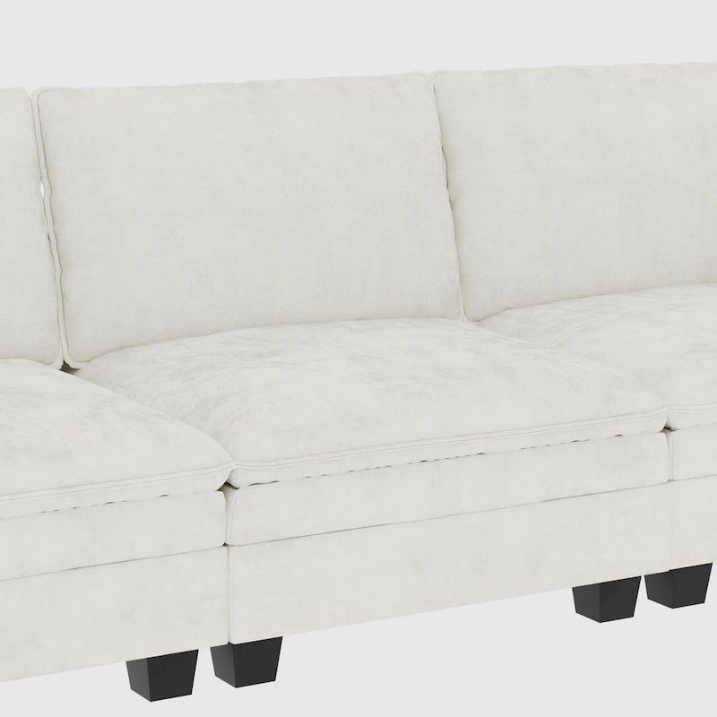 Christopher Knight Home - Noah 141.5 U-Shaped 6-Seater Sofa Couch with Movable Ottoman and Armrest Pockets, Fabric Upholstery