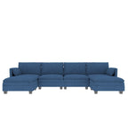 Christopher Knight Home - Noah 141.5 U-Shaped 6-Seater Sofa Couch with Movable Ottoman and Armrest Pockets, Fabric Upholstery