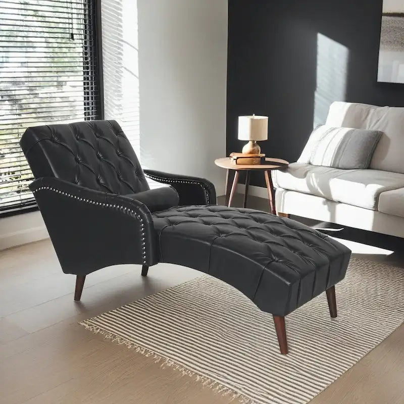 Christopher Knight Home - Isabella Indoor Chaise Lounge Armchair with Pillow and Solid Wood Legs